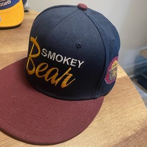 New Pugs Smokey Bear Blue Maroon Snap Back Hat Cap